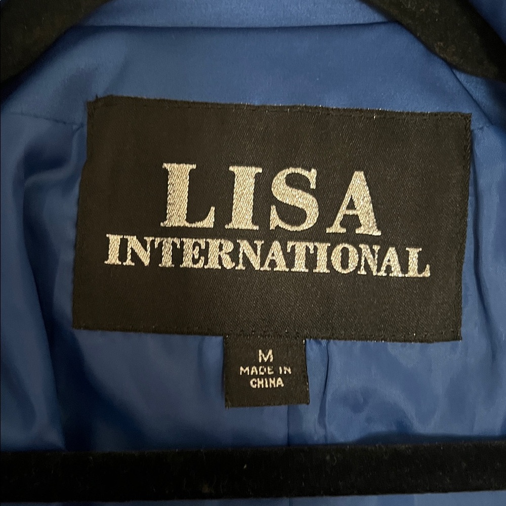 Lisa International Jacket Collared Double Breasted Pockets Belt Lined Size M - Picture 11 of 13
